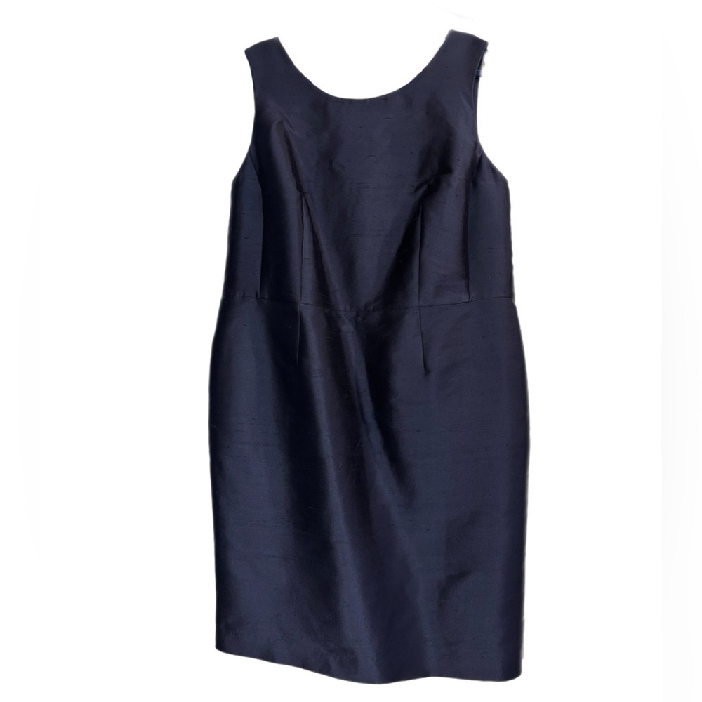 Talbots navy blue mid length sheath dress
